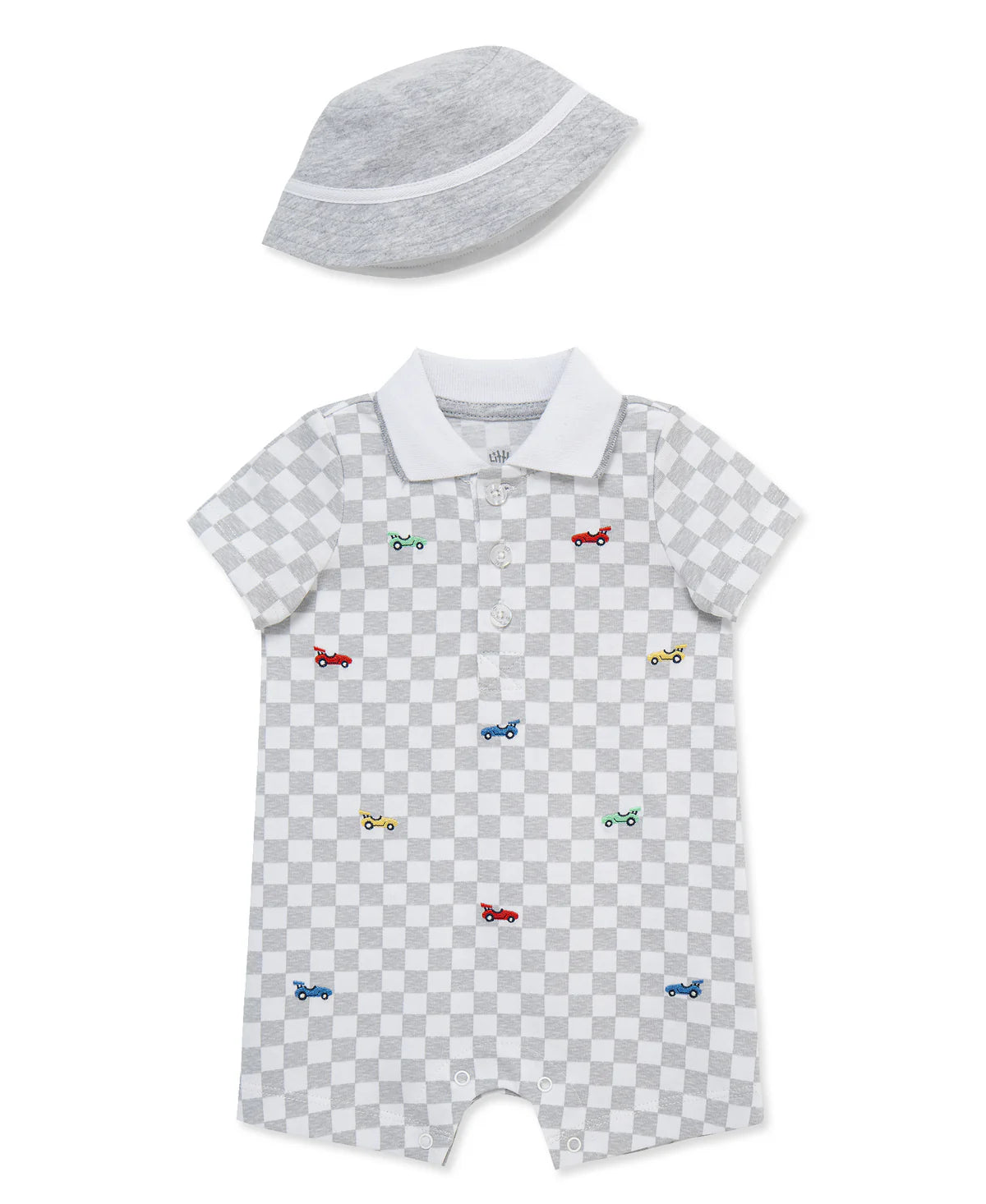 Little Me | Racecar Romper & Hat Set