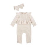 Mud pie-CREAM VELOUR ONE-PIECE & HEADBAND SET