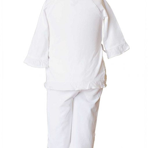 Girls 3Pc Bamboo Layette Set in White - 3/6M