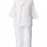 Girls 3Pc Bamboo Layette Set in White - 3/6M
