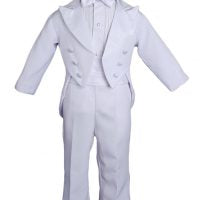 Baby Boys Formal White Poly Cotton 5 Piece Classic Tux Set - 18M