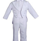 Baby Boys Formal White Poly Cotton 5 Piece Classic Tux Set - 18M