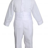 Baby Boys Formal White Poly Cotton 5 Piece Classic Tux Set - 18M