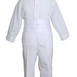 Baby Boys Formal White Poly Cotton 5 Piece Classic Tux Set - 18M