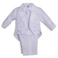 Baby Boys Formal White Poly Cotton 5 Piece Classic Tux Set - 18M