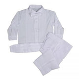 Baby Boys Formal White Poly Cotton 5 Piece Classic Tux Set - 18M