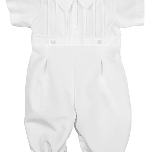 Boys White Short Sleeve Collared Romper Coverall - 12/18M