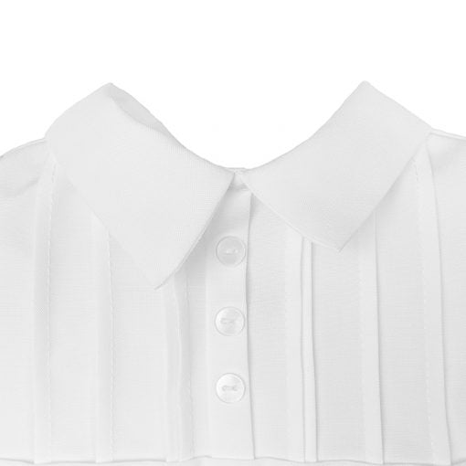 Boys White Short Sleeve Collared Romper Coverall - 12/18M