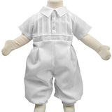 Boys White Short Sleeve Collared Romper Coverall - 12/18M