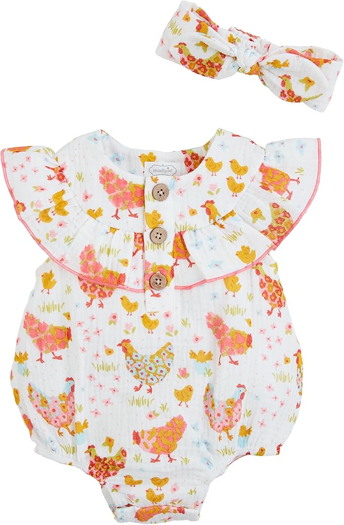 Mudpie- Flower Chicken Bubble & Headband Set