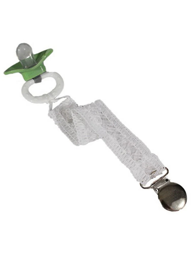 Little Things Mean A Lot | Classy Pacifier Clip - Unisex White Lattice