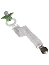 Little Things Mean A Lot | Classy Pacifier Clip - Unisex White Lattice