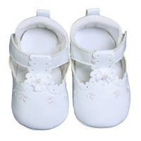 Baby Girls All White Faux Leather Mary Jane Crib Shoe - Size 3