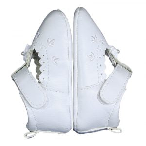 Baby Girls All White Faux Leather Mary Jane Crib Shoe - Size 3
