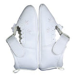 Baby Girls All White Faux Leather Mary Jane Crib Shoe - Size 3