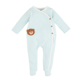 MUD PIE | STRIPE BEAR BABY SLEEPER 6-9M