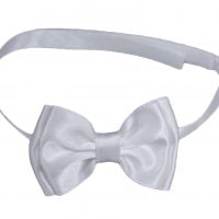 White Satin Pre-Tied Adjustable Layered Bowtie for Infants - Small