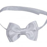 White Satin Pre-Tied Adjustable Layered Bowtie for Infants - Small