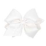 Wee Ones | Medium Grosgrain Bow With Moonstich Edge And White Cross Embroidery