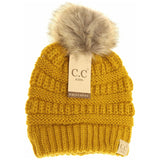 CC Beanie- Kids Single Fur Pom Beanie