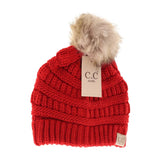 CC Beanie- Kids Single Fur Pom Beanie