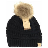 CC Beanie- Kids Single Fur Pom Beanie