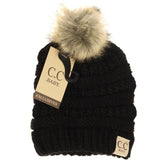 CC Beanie- Baby Single Fur Pom Beanie