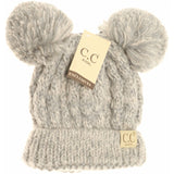CC Beanie- Two Tone Double Pom Beanie