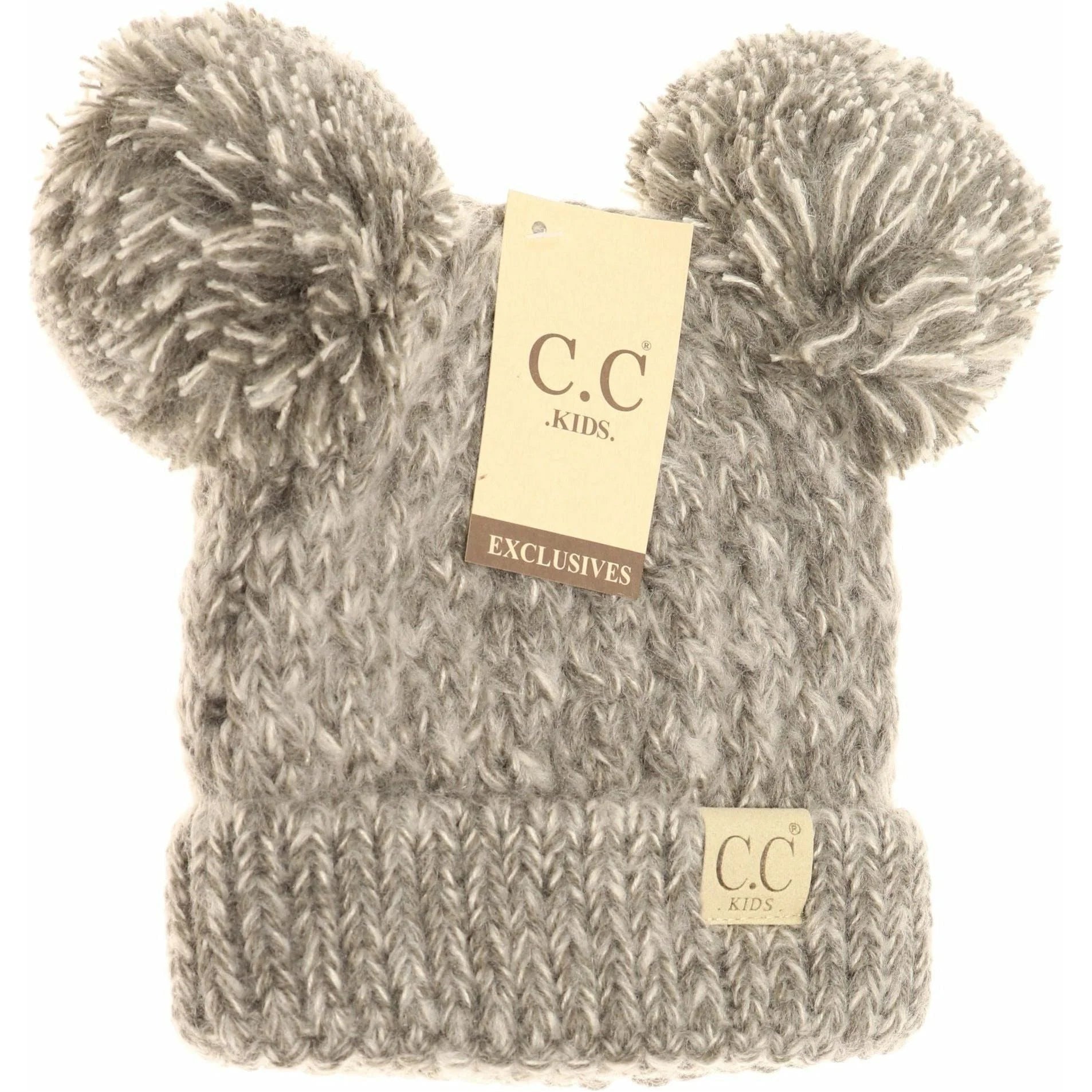 CC Beanie- Two Tone Double Pom Beanie