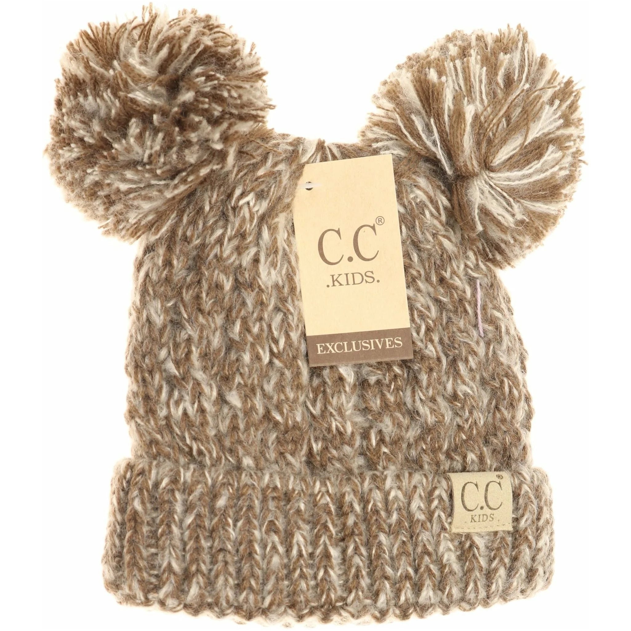 CC Beanie- Two Tone Double Pom Beanie
