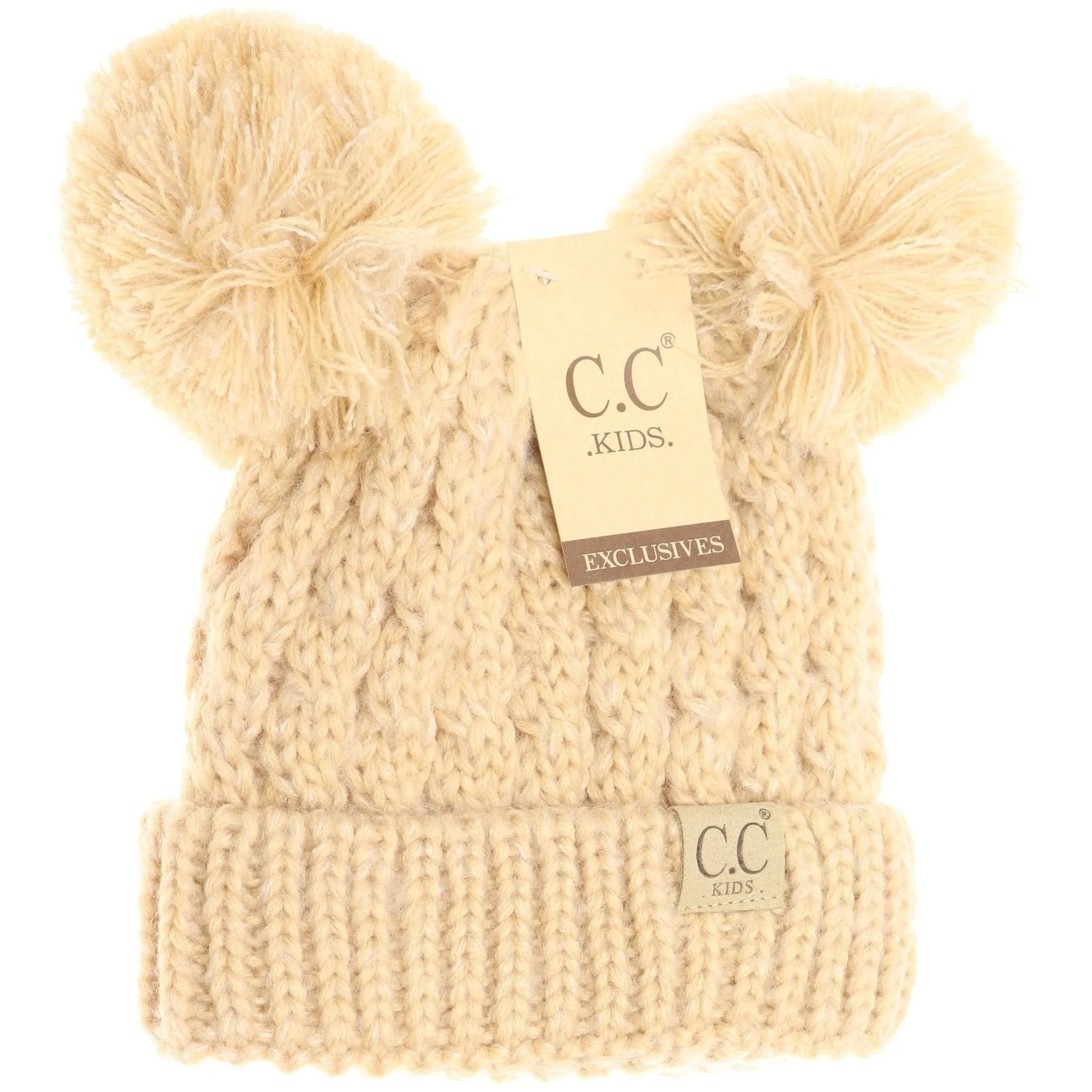 CC Beanie- Two Tone Double Pom Beanie