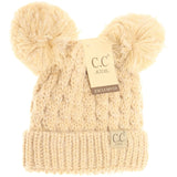 CC Beanie- Two Tone Double Pom Beanie
