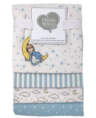 PRECIOUS MOMENTS | 4-Pack Stripe Receiving Blankets Baby Blue