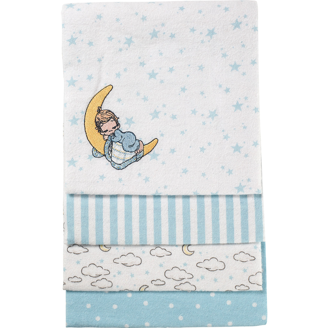 PRECIOUS MOMENTS | 4-Pack Stripe Receiving Blankets Baby Blue
