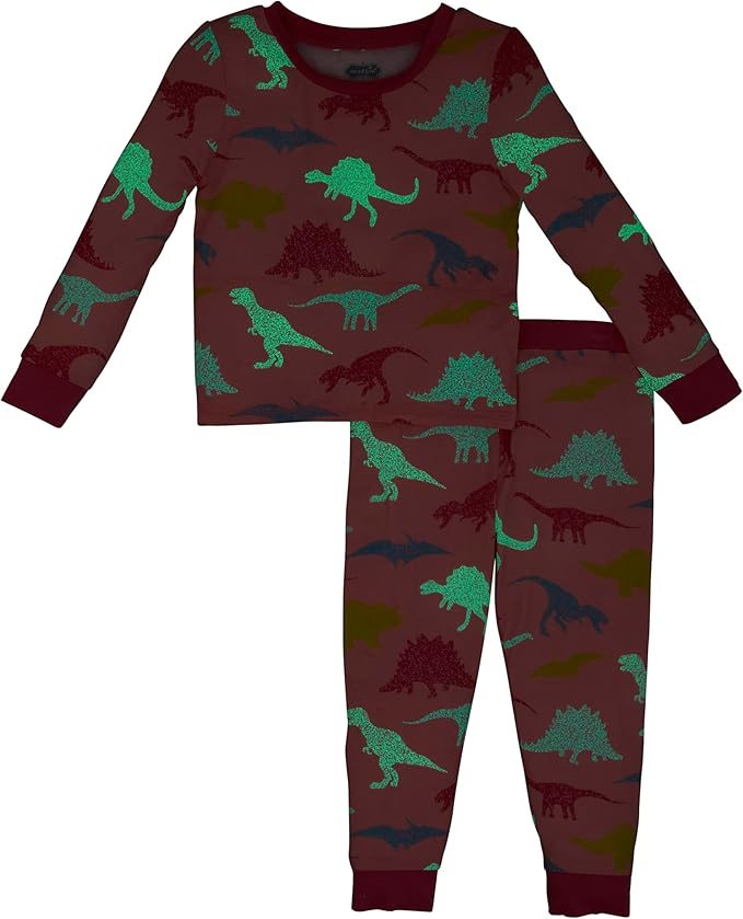 MUD PIE | Pink Dino Glow 2Pc Pj Set