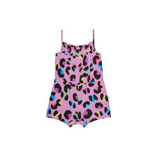 POSH PEANUT | Smocked Spaghetti Short Jumpsuit - Electric Leopard