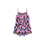 POSH PEANUT | Smocked Spaghetti Short Jumpsuit - Electric Leopard