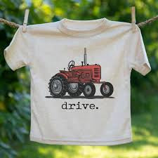 "Drive" Green Tractor Farm Kids & "Drive" Red Tractor Tee in Beige
