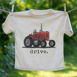 "Drive" Green Tractor Farm Kids & "Drive" Red Tractor Tee in Beige