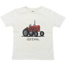 "Drive" Green Tractor Farm Kids & "Drive" Red Tractor Tee in Beige
