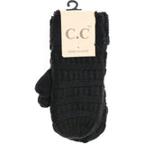 C.C. Kids Solid Fuzzy Lined Mittens-Black