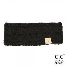 Kids Solid Cable Knit CC Head wrap - Black