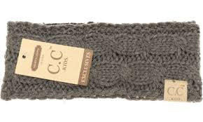 Kids Solid Cable Knit CC Headwrap - Melange Grey