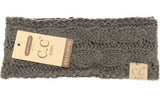 Kids Solid Cable Knit CC Headwrap - Melange Grey
