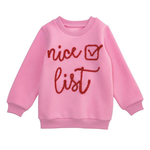 Mud Pie NICE LIST TINSEL TODDLER SWEATSHIRT