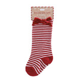 Mud Pie - Tall Red Stripe Bow Socks
