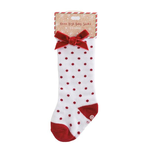 Mud Pie - Tall Red Dot Bow Socks