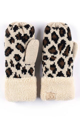Kids leopard print cc mittens
