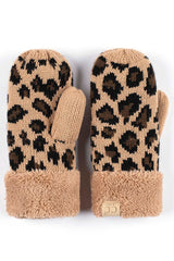 Kids leopard print CC mittens