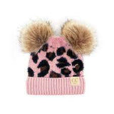 Baby leopard double Pom cc beanie